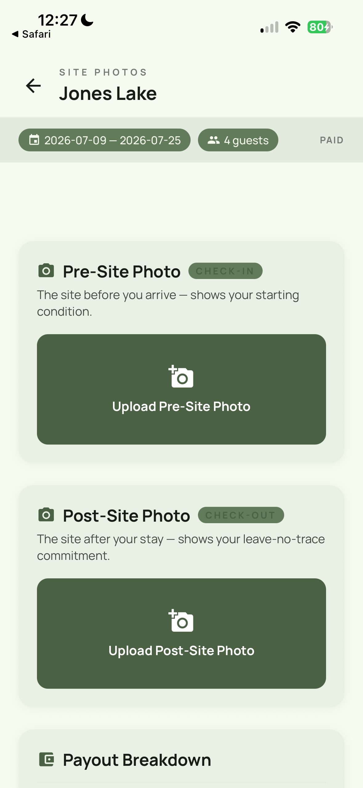 Tentiful app screenshot